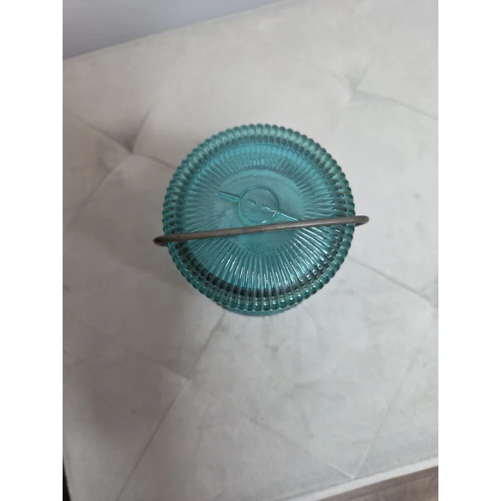 Vintage Avon Turquoise Aqua Blue 1970's Jar With Lid